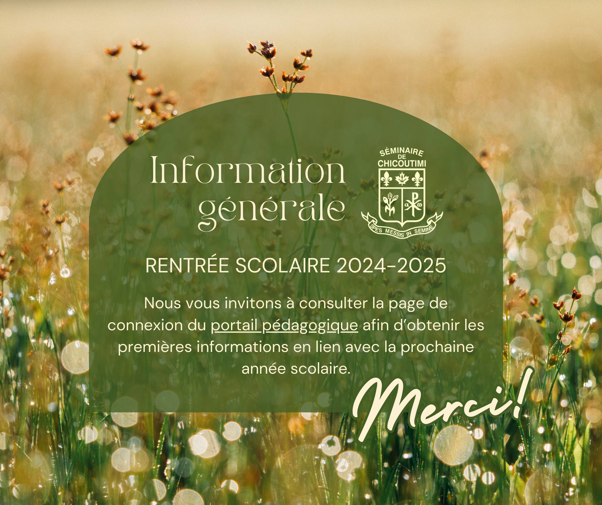 Informations générales de la rentrée - Séminaire de Chicoutimi